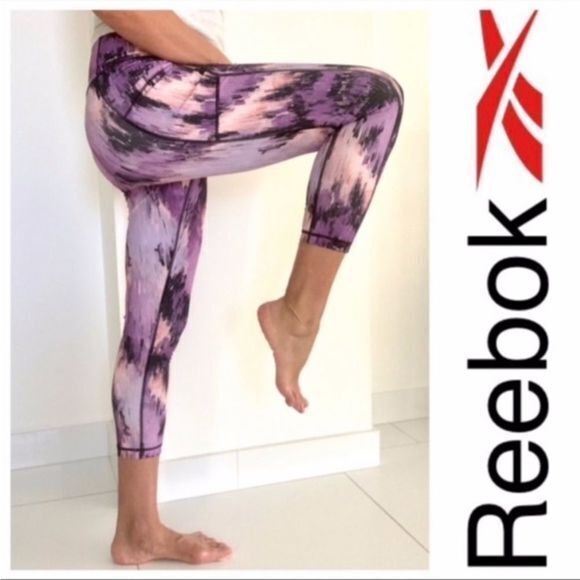 NWT REEBOK HIGH RISE DEWBERRY SKINNY CAPRI LEGGINGS Activewear large womens yoga - Picture 1 of 5